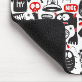 Spreelse Zwarte & Rode Monster Doodles Muismat (Hoek)