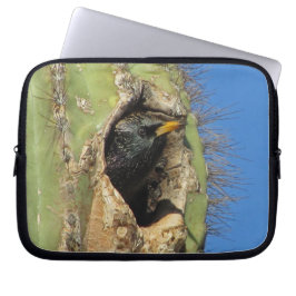 Spreeuw in Saguaro Cactus Foto Zuidwestvogel Laptop Sleeve