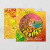 SPREEUW VAN DE ZONNEBLOEMEN geel oranje roze glans Kaart (Voorkant / Achterkant)