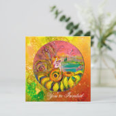 SPREEUW VAN DE ZONNEBLOEMEN geel oranje roze glans Kaart (Staand voorkant)