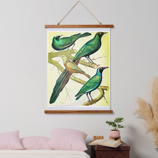  spreeuwen en mynaikvogels hangend wandkleed (Slaapkamer)