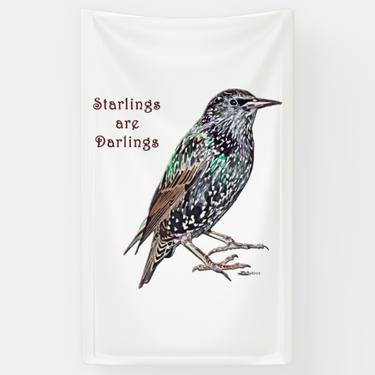 Spreeuwen zijn lievelingen spandoek (Verticaal)