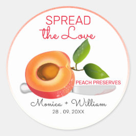 Spreid de Liefde Perzik Bruiloft Ronde Sticker
