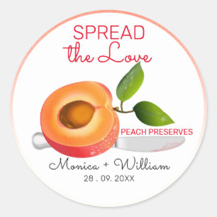 Spreid de Liefde Perzik Bruiloft Ronde Sticker