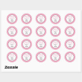 Spreid de liefde roze gingham bruiloft gunst ronde sticker (Vel)