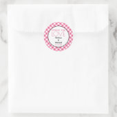 Spreid de liefde roze gingham bruiloft gunst ronde sticker (Tas)