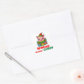 Spreid Holiday Cheer Pig Vierkante Sticker (Envelop)