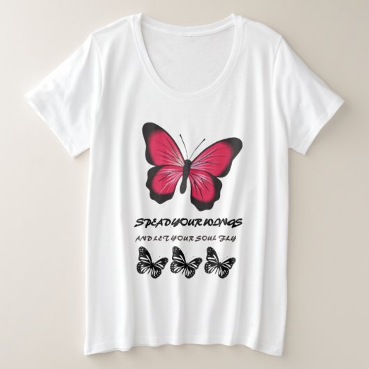 Spreid je vleugels - Butterfly geïnspireerd ontwer Grote Maat T-shirt (Design voorkant)