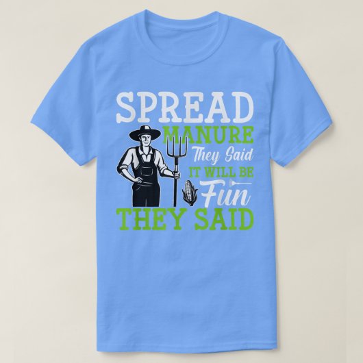 Spreid Mest ze uit als grappig boerenbedrijf. T-shirt (Design voorkant)
