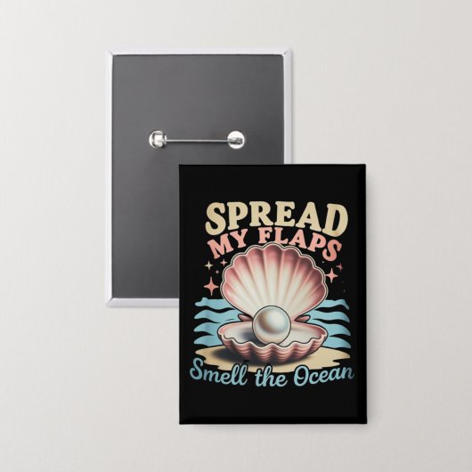 Spreid Mijn Vleugels Ruik De Oceaan Grappig Verned Button (Voorkant / Achterkant)