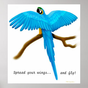 Spreid Uw Druk van de Papegaai van Vleugels uit Poster