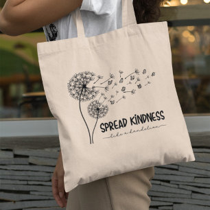 Spreid vriendelijkheid als een paardenbloem vlinde tote bag