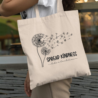 Spreid vriendelijkheid als een paardenbloem vlinde tote bag