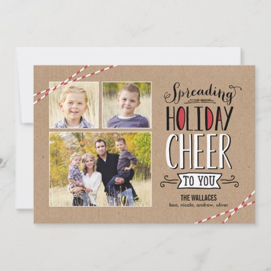 Spreiding Cheer Holiday-fotokaart Feestdagenkaart (Voorkant)