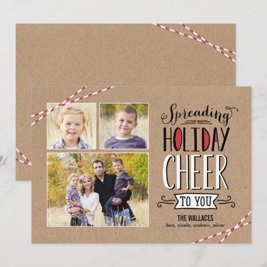 Spreiding Cheer Holiday-fotokaart Feestdagenkaart (Voorkant / Achterkant)