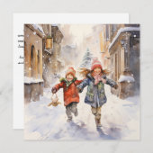 Spreiding van kerstvreugde feestdagenkaart (Voorkant / Achterkant)