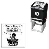 Sprekend Skelet Drinkend Koffie Lezend Boek #2 Zelfinktende Stempel (In situ)