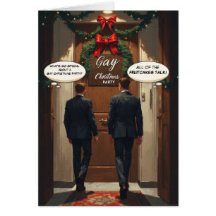 Sprekende Fruitcake Feest: Grappige Gay Kerstkaart