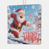 Sprekende Kerstman Bowling Candy Cane Laan Persona Keramisch Ornament (Links)