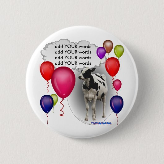 sprekende verjaardagskoe ronde button 5,7 cm (Voorkant)