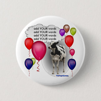 sprekende verjaardagskoe ronde button 5,7 cm