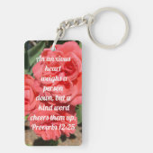 Spreuken 12:25 Bijbelvers voor een angstig hart Sleutelhanger (achterkant)