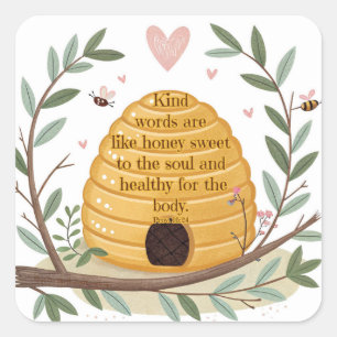 Spreuken 16:24 vierkante sticker