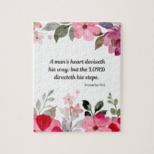 Spreuken 16:9 De Heer leidt uw voetstappen Legpuzzel (Verticaal)