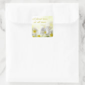 Spreuken 17:17 | Bijbelvers | Gele bloemen Vierkante Sticker (Tas)