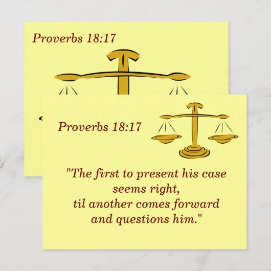 Spreuken 18 17 Bijbeltekst Geheugenkaart Briefkaart (Voorkant / Achterkant)