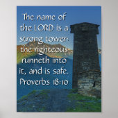 Spreuken 18 Sterke toren2 KJV Bijbelvers Poster (Voorkant)
