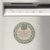 Spreuken 19:17 Retro Ovals & Blauwgroen Bloem Magneet (Insitu (Vaatwasser))