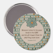 Spreuken 19:17 Retro Ovals & Blauwgroen Bloem Magneet (Voorkant / Achterkant)
