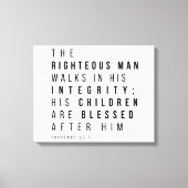 Spreuken 20:7 Het rechtvaardige Man Vaderdag Verse Canvas Afdruk (Voorkant)
