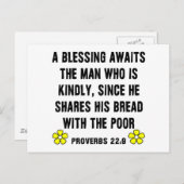 Spreuken 22:9 over vriendelijkheid briefkaart (Voorkant / Achterkant)