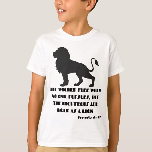 Spreuken 28:1 Bijbel Verse Quote KJV Jongens T-shirt (Voorkant)