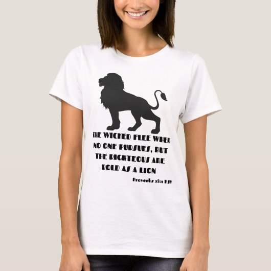 Spreuken 28:1 Bijbel Verse Quote KJV Vrouw T-shirt (Voorkant)
