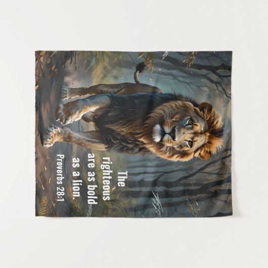 Spreuken 28:1 Rechtvaardigen in de Bijbel zijn zo  Wandkleed (Voorkant (horizontaal))