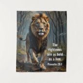 Spreuken 28:1 Rechtvaardigen in de Bijbel zijn zo  Wandkleed (Voorkant)