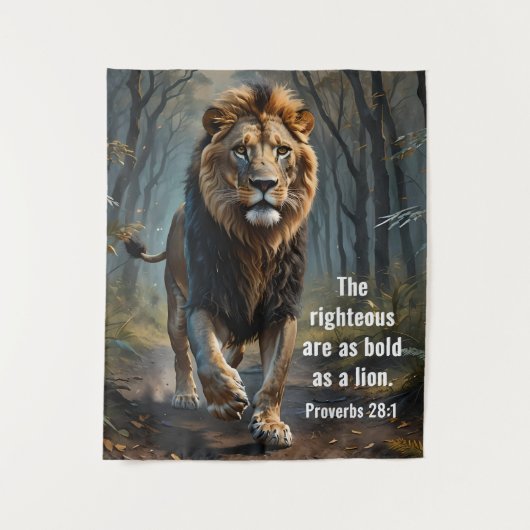 Spreuken 28:1 Rechtvaardigen in de Bijbel zijn zo  Wandkleed (Voorkant)