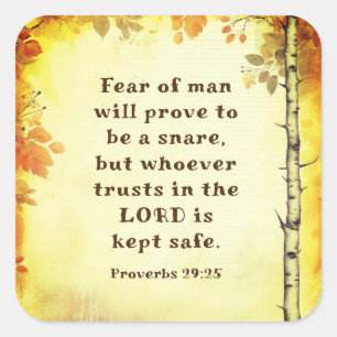 Spreuken 29:25 Angst voor Man Bijbelvers Vierkante Sticker