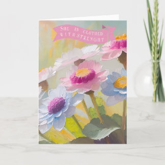 Spreuken 31:25, Bijbel citeert moeders, madeliefje Feestdagen Kaart