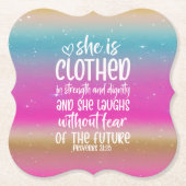 Spreuken 31:25 Bijbel Schrift Papier Onderzetter (Voorkant)