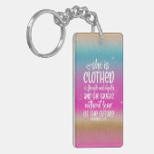 Spreuken 31:25 Bijbelschrift Acryl Sleutelhanger (Voorkant Links)