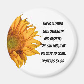 Spreuken 31:25 Bijbelvers Halve zonnebloem Christe Magneet (Voorkant)