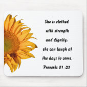 Spreuken 31:25 Bijbelvers Halve Zonnebloem Custom Muismat (Voorkant)