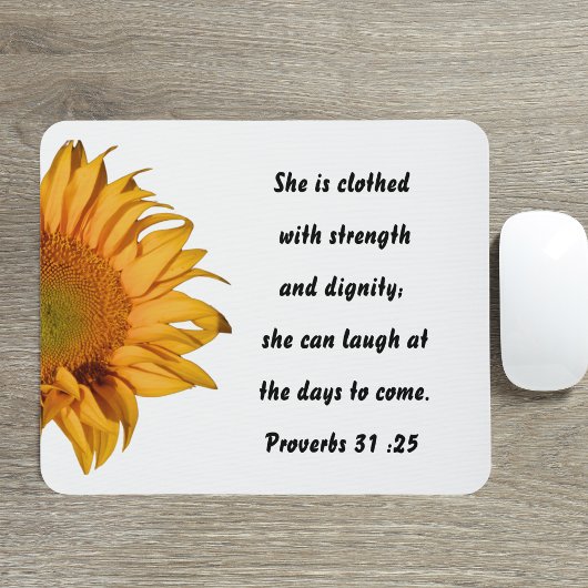Spreuken 31:25 Bijbelvers Halve Zonnebloem Custom Muismat