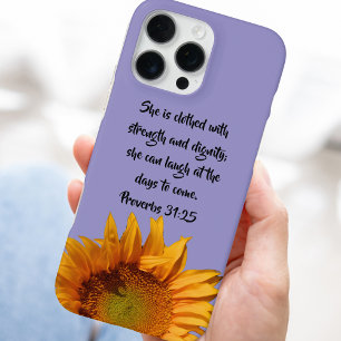 Spreuken 31:25 Bijbelvers Zonnebloem iPhone 16 Pro Max Hoesje