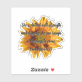 Spreuken 31:25 Bijbelvers Zonnebloem Sticker (Vel)