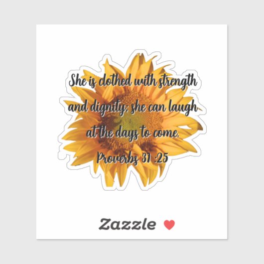 Spreuken 31:25 Bijbelvers Zonnebloem Sticker (Vel)